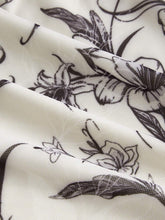 Apricot Base Black Vintage Printed Front Tie Flared Sleeve Crew Neck T-Shirt